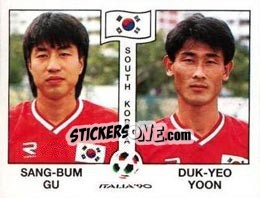 Sticker Sang-Bum Gu / Duk-Yeo Yoon - FIFA World Cup Italia 1990 - Panini