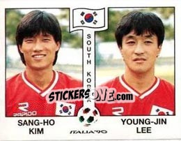 Cromo Sang-Ho Kim / Young-Jin Lee - FIFA World Cup Italia 1990 - Panini