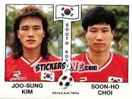 Sticker Joo-Sung Kim / Soon-Ho Choi - FIFA World Cup Italia 1990 n. 323 - Panini