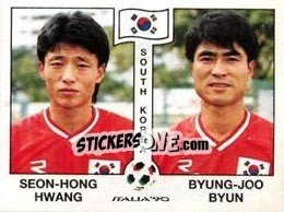 Sticker Seon-Hong Hwang / Byung-Joo Byun - FIFA World Cup Italia 1990 n. 324 - Panini