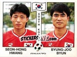 Cromo Seon-Hong Hwang / Byung-Joo Byun - FIFA World Cup Italia 1990 - Panini