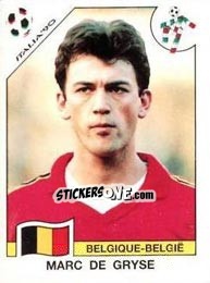 Sticker Marc de Gryse - FIFA World Cup Italia 1990 - Panini