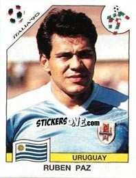 Sticker Ruben Paz - FIFA World Cup Italia 1990 - Panini