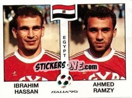 Sticker Ibrahim Hassan / Ahmed Ramzy - FIFA World Cup Italia 1990 n. 442 - Panini