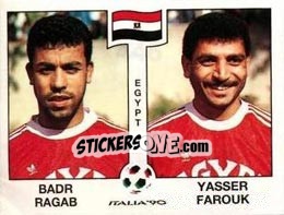 Sticker Badr Ragab / Yasser Farouk - FIFA World Cup Italia 1990 n. 446 - Panini