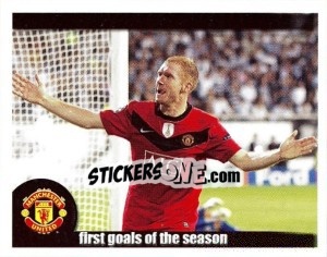 Sticker Scholes scores vs Besiktas - Manchester United 2009-2010 - Panini