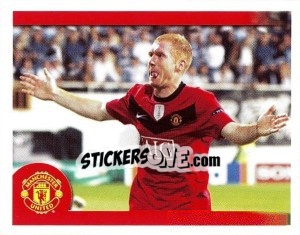 Cromo Paul Scholes in celebration - Manchester United 2009-2010 - Panini