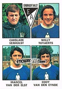 Sticker Ghislain Verhulst / Willy Tuyaerts / Marcel van der Elst / Eddy van de Eynde - Football Belgium 1977-1978 - Panini