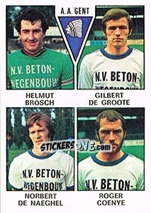 Sticker Helmut Brosch / Gilbert de Groote / Norbert de Naeghel / Roger Coenye - Football Belgium 1977-1978 n. 324 - Panini
