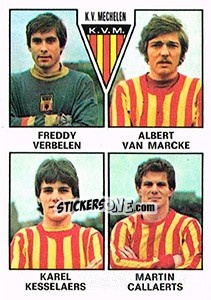 Sticker Freddy Verbelen / Albert van Marcke / Karel Kesselaers / Martin Callaerts - Football Belgium 1977-1978 - Panini