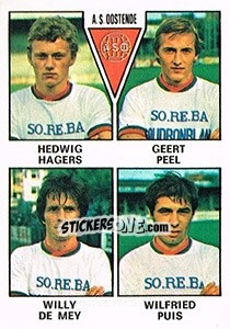 Sticker Hedwig Hagers / Geert Peel / Willy de Mey / Wilfried Puis - Football Belgium 1977-1978 n. 355 - Panini