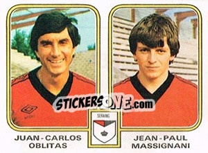 Sticker Juan-Carlos Oblitas / Jean-Paul Massignani - Football Belgium 1980-1981 - Panini