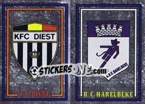 Cromo Badge F.C. Diest / Badge R.C. Harelbeke - Football Belgium 1981-1982 - Panini