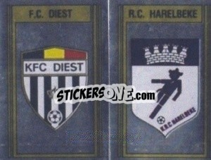 Cromo Badge F.C. Diest / Badge R.C. Harelbeke - Football Belgium 1983-1984 - Panini
