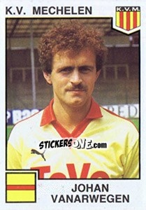 Sticker Johan Vanarwegen - Football Belgium 1984-1985 - Panini