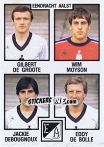 Cromo Gilbert de Groote / Wim Moyson / Jackie Debougnoux / Eddy de Bolle - Football Belgium 1984-1985 - Panini