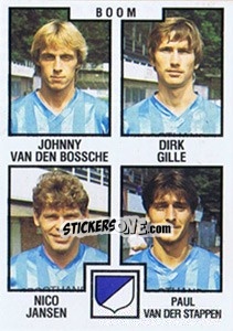 Sticker Johnny van den Bossche / Dirk Gille / Nico Jansen / Paul van der Stappen - Football Belgium 1984-1985 n. 362 - Panini