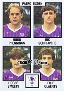 Sticker Huub Pfennings / Rik Schrijvers / Roger Smeets / Filip Olaerts - Football Belgium 1984-1985 - Panini