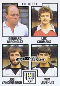 Sticker Gerhard Bergholtz / Luc Coomans / Jos Vandenbergh / Wim Leushuis - Football Belgium 1984-1985 - Panini