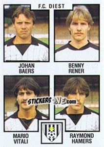 Sticker Johan Baers / Benny Rener / Mario Vitali / Raymond Hamers - Football Belgium 1984-1985 - Panini