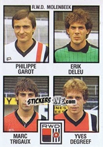 Sticker Philippe Garot / Erik Deleu / Marc Trigaux / Yves Degreef - Football Belgium 1984-1985 - Panini