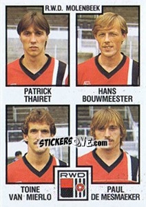 Sticker Patrick Thairet / Hans Bouwmeester / Toine van Mierlo / Paul de Masmaeker - Football Belgium 1984-1985 n. 397 - Panini