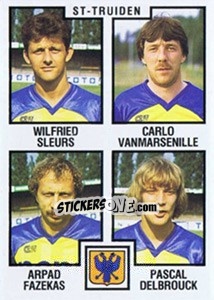 Sticker Wilfried Sleurs / Carlo Vanmarsenille / Arpad Fazekas / Pascal Delbrouck - Football Belgium 1984-1985 n. 411 - Panini