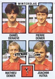 Sticker Daniel Deraeve / Pierre Denier / Mathieu Denier / Joachim Hutka - Football Belgium 1984-1985 n. 421 - Panini