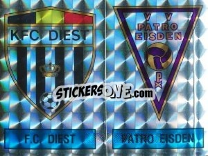 Figurina Badge F.C. Diest / Badge Patro Eisden - Football Belgium 1986-1987 - Panini