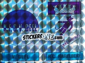 Sticker Badge V. Geel / Badge R.C. Harelbeke - Football Belgium 1986-1987 - Panini