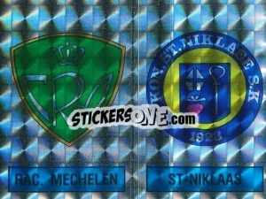 Sticker Badge Racing Mechelen / Badge St-Niklaas - Football Belgium 1986-1987 n. 343 - Panini