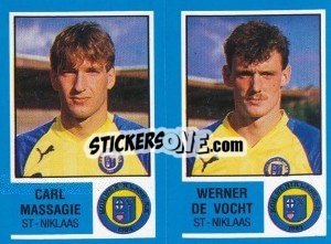 Sticker Carl Massagie / Werner de Vocht - Football Belgium 1986-1987 n. 418 - Panini