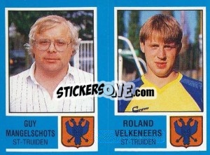 Sticker Guy Mangelschots / Roland Velkeneers - Football Belgium 1986-1987 - Panini