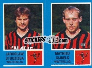 Sticker Jaroslaw Studzizba / Mathieu Gijbels - Football Belgium 1986-1987 n. 444 - Panini