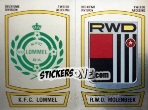 Sticker Badge K.F.C. Lommel / Badge R.W.D. Molenbeek - Football Belgium 1989-1990 n. 339 - Panini