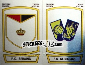 Sticker Badge F.C. Seraing / Badge S.K. St-Niklaas - Football Belgium 1989-1990 n. 342 - Panini
