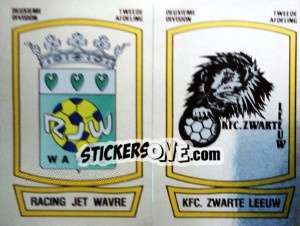 Sticker Badge Racing Jet Wavre / Badge KFC. Zwarte Leeuw - Football Belgium 1989-1990 n. 348 - Panini