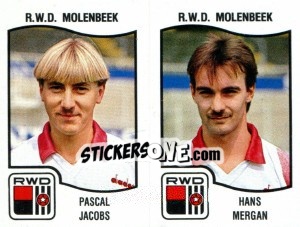 Sticker Pascal Jacobs / Hans Mergan - Football Belgium 1989-1990 n. 408 - Panini