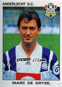 Sticker Marc de Gryse - Football Belgium 1992-1993 n. 17 - Panini