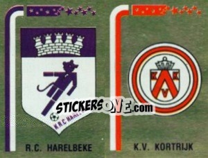 Sticker Badge R.C. Harelbeke / Badge K.V. Kortrijk - Football Belgium 1992-1993 - Panini