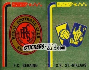 Sticker Badge F.C. Seraing / Badge S.K. St-Niklaas - Football Belgium 1992-1993 n. 342 - Panini