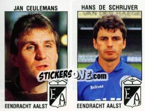 Sticker Jan Ceulemans / Hans de Schrijver - Football Belgium 1992-1993 n. 351 - Panini