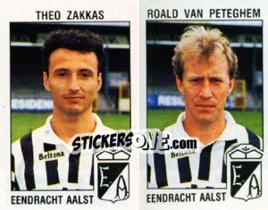 Sticker Theo Zakaas / Roald van Petegherm - Football Belgium 1992-1993 n. 355 - Panini