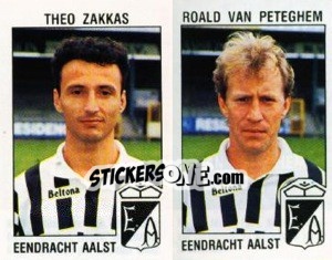 Sticker Theo Zakaas / Roald van Petegherm - Football Belgium 1992-1993 - Panini