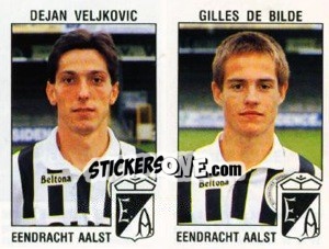 Sticker Dejan Veljkovic / Gilles de Bilde - Football Belgium 1992-1993 n. 356 - Panini