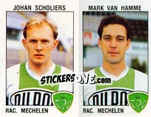 Figurina Johan Scholiers / Mark van Hamme - Football Belgium 1992-1993 n. 403 - Panini