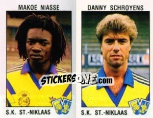 Sticker Makoe Niasse / Danny Schroyens - Football Belgium 1992-1993 n. 421 - Panini