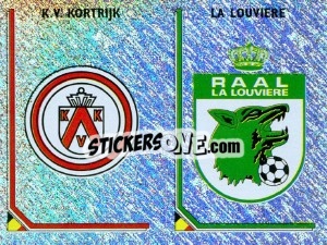 Sticker Badge KV Kortrijk / Badge La Louviere - Football Belgium 1999-2000 n. 380 - Panini
