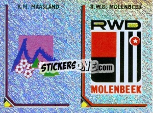 Sticker Badge KM Maasland / Badge RWD Molenbeek - Football Belgium 1999-2000 n. 383 - Panini