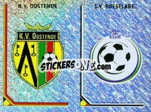 Sticker Badge KV Oostende / Badge SV Roeselare - Football Belgium 1999-2000 n. 386 - Panini